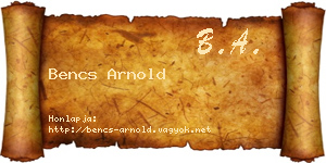 Bencs Arnold névjegykártya